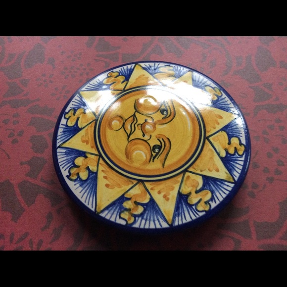 Vintage Sberna Deruta Italy Sun Burst Trinket Dish - Picture 8 of 13